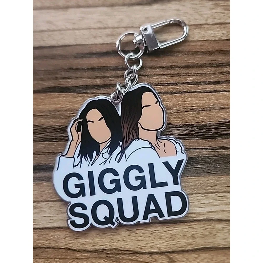 GIGGLY SQUAD KEYCHAIN PODCAST PAIGE DESORBO HANNAH BERNER YOUTUBE FAN MERCH